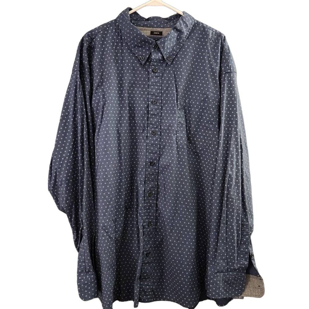 Lee Men's Stretch Button-Down Long Sleeve Shirt 3XL Blue Print Design